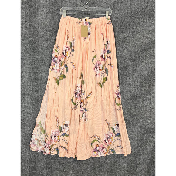 Style Rack Dresses & Skirts - Style Rack Womens Orange Floral Midi Skirt Size Small Rayon Bohemian Cottage